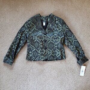 DRESSY Green BROCADE LOOK PARTY JACKET with SHIMMERY MATERIAL with